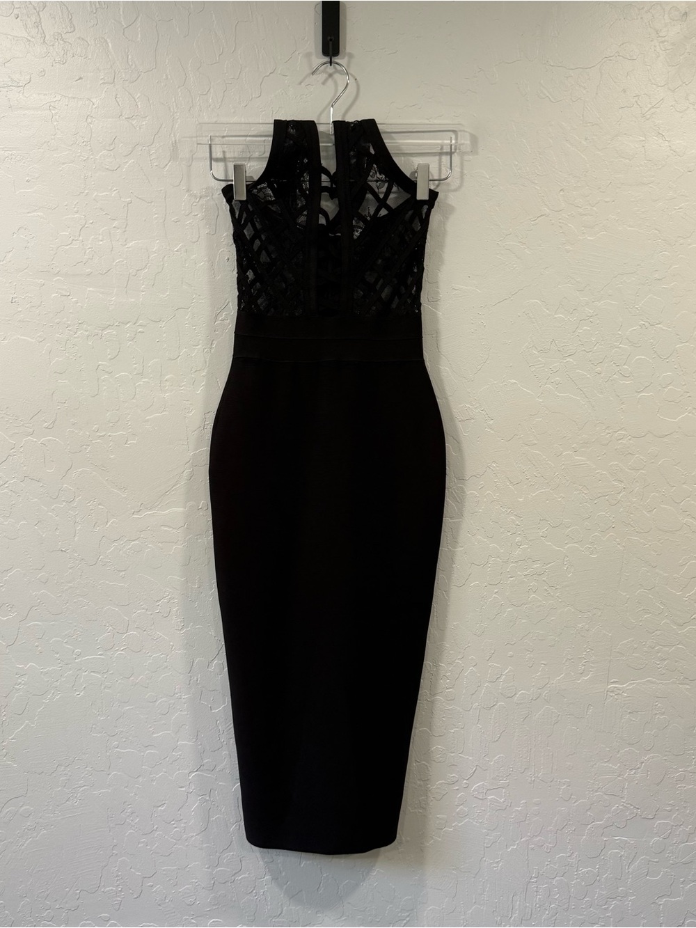 House of CB Black Bandage lace Halter Midi Dress Size S